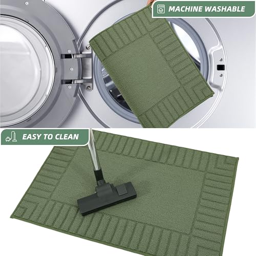 BEQHAUSE-Kitchen-Rugs-Non-Slip-Kitchen-Mats-for-Floor Machine Washable Kitchen Rugs 2 Pieces Kitchen Carpet Runner with TPR Backing,Green,24x35inch/24x60inch - Image 5