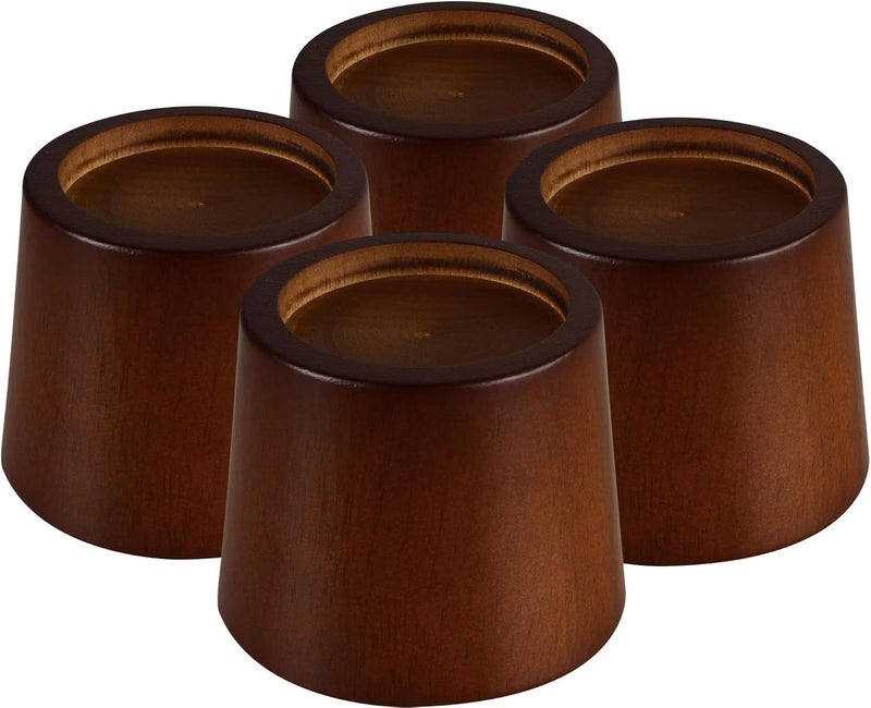 OneDream Wood Bed Furniture Risers Blocks - 3 inch Set of 4 Bed Risers, Heavy Duty Solid Wood Round Risers, Sofa Riser with Non-Slip Pad, Create Storage Space and Easy Cleaning for The Sweeper - Image 1