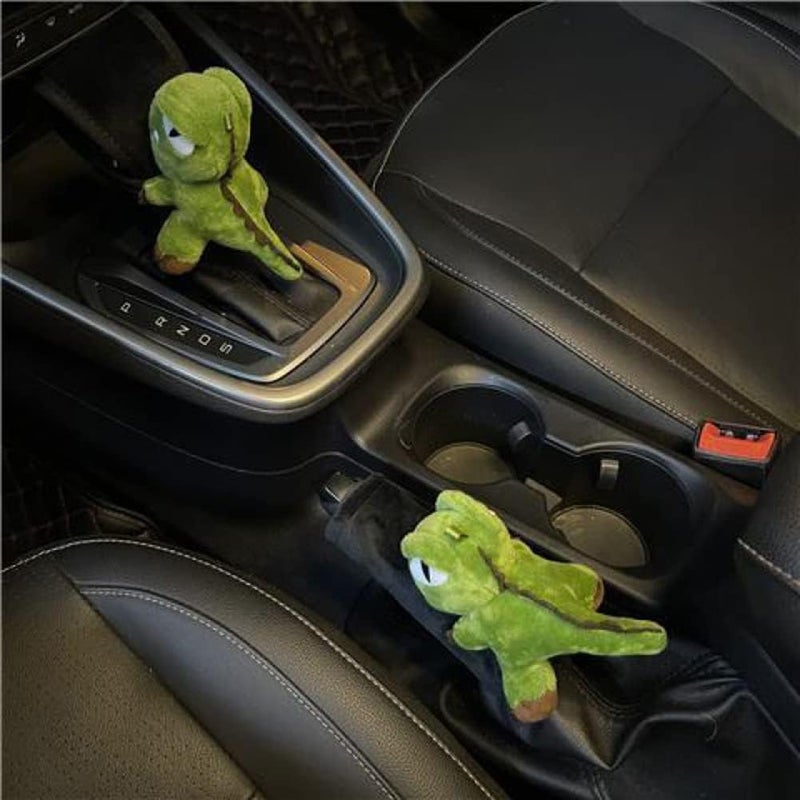 cheekyglo Car Hndrke Cover, Cute Cartoon Shifter Kno Cover Breathable Ger Shift Kno Cover Set Non-Slip Hnd rke Protective Cover Interior ccessories for SUV Off-Rod Vehicle,#D-#D - Image 2