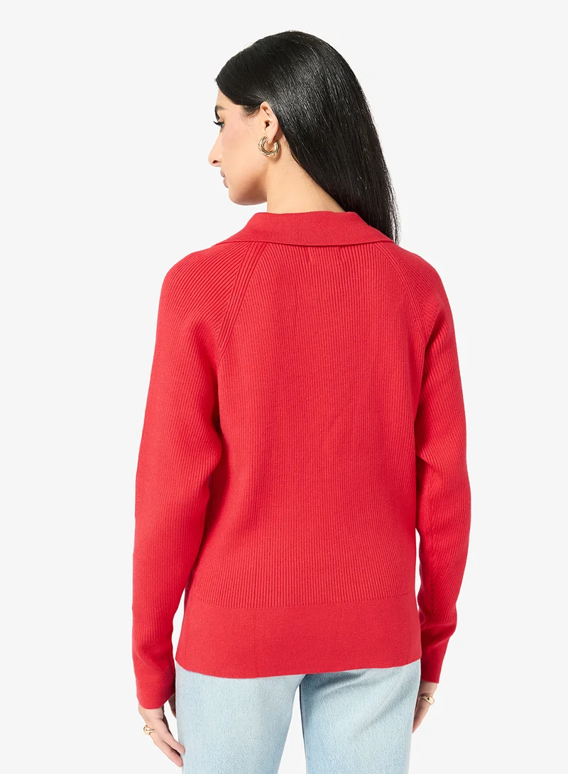 ELLA Polo Sweater With Collar Zipper