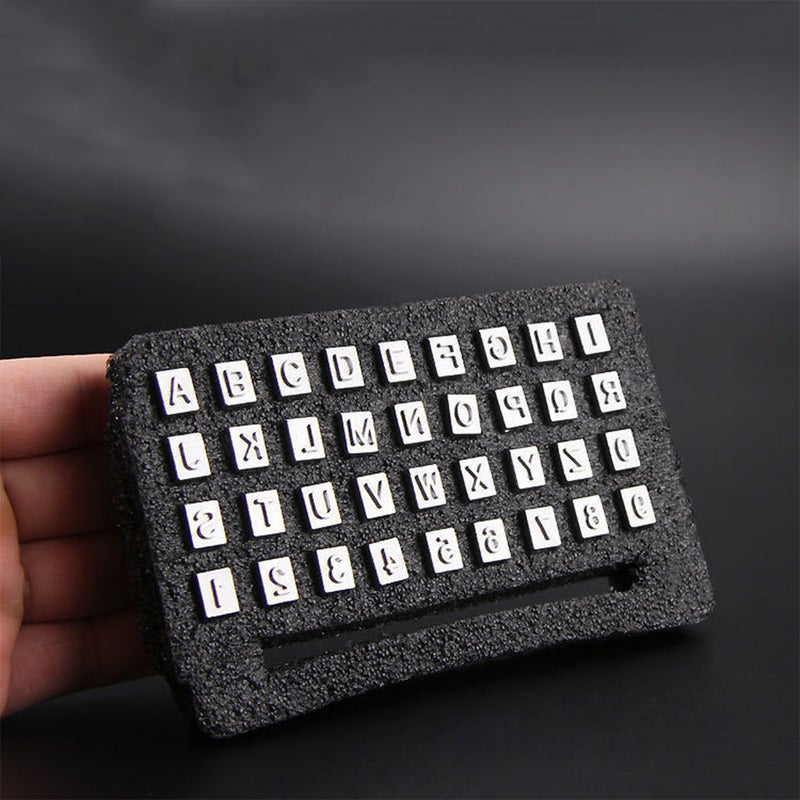 36PCS Alphabet Letter & Number Stamper Set Leather Stamping Tool Punch Stamps Knurled Non-slip Handle Steel Punch Tools for Leathercraft DIY Alphabet A-Z Number 0-9 3.5mm - Image 2