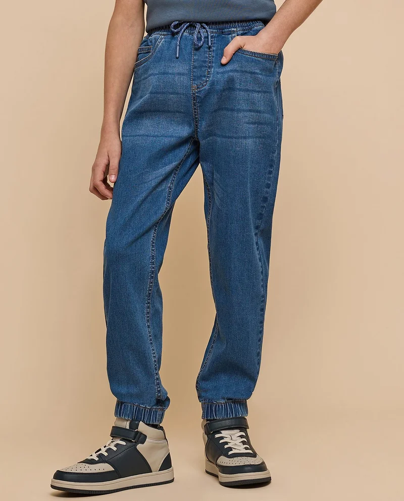 أر أند بي Washed Jogger Jeans with Drawstring Waist