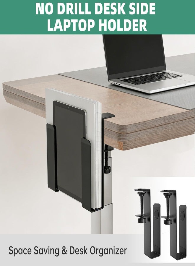FOROIRON Adjustable Side Laptop Mount, No Drill Desk Storage Organizer, Metal Hanging Notebooks Holder, Punch-Free Clamp for MacBook Pro, Documents with Anti-Scratch Silicone - Image 2