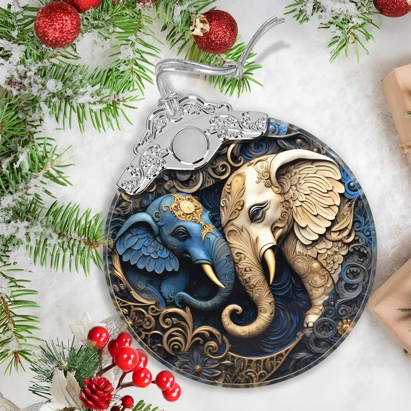 Jocidea Christmas Ornament - Stained Glass Elephant Ornament - Christmas Home Decor - Christmas Tree Ornament - Holiday Ornament - Holiday Present Ideas - Gift Exchange - Gentle Elephants - Image 5