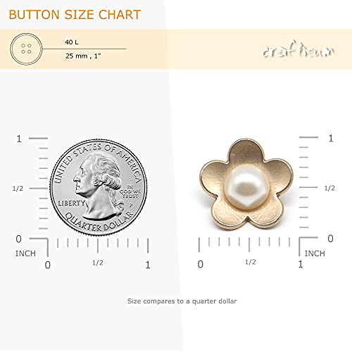 Craftisum Cute Golden Flower Shank Sewing Buttons 20 Pcs - 25mm, 1" - Image 2