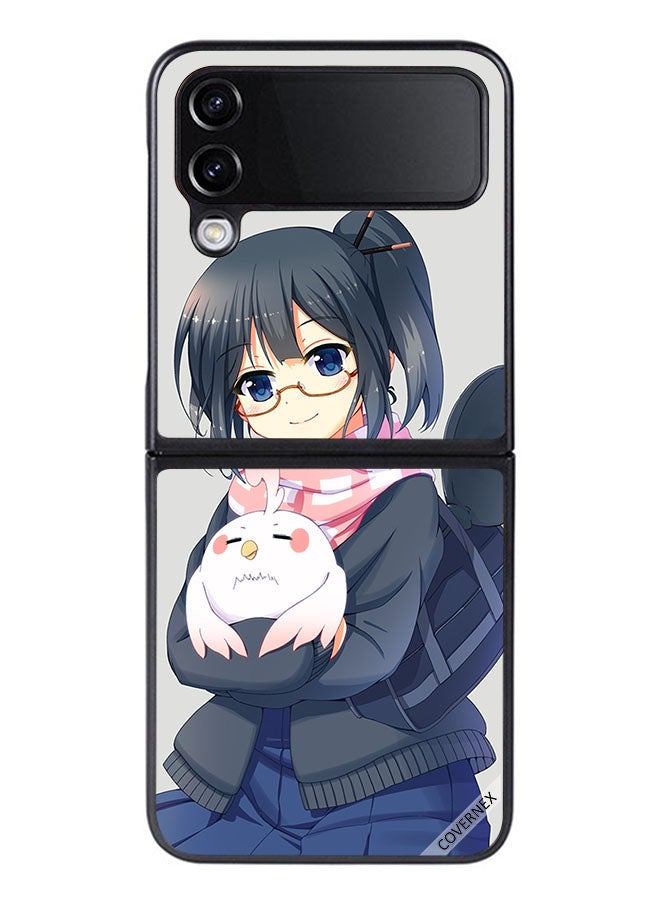 Covernex Protective Case Cover For Samsung Galaxy Z Flip 4 Girl Holding Pet Art - Image 1
