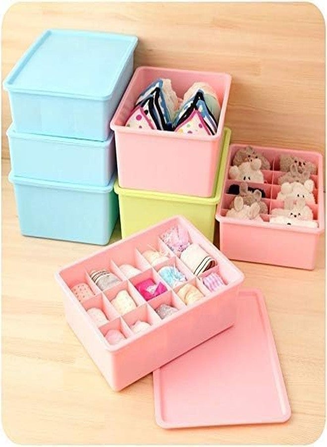 Caltero 15 Grid Plastic Storage Box Container Drawer Wardrobe Boxes for Underwear, Bra, Ties, Socks for Girls Clothing Organize Pouch (Multicolour) 2024 - Image 4