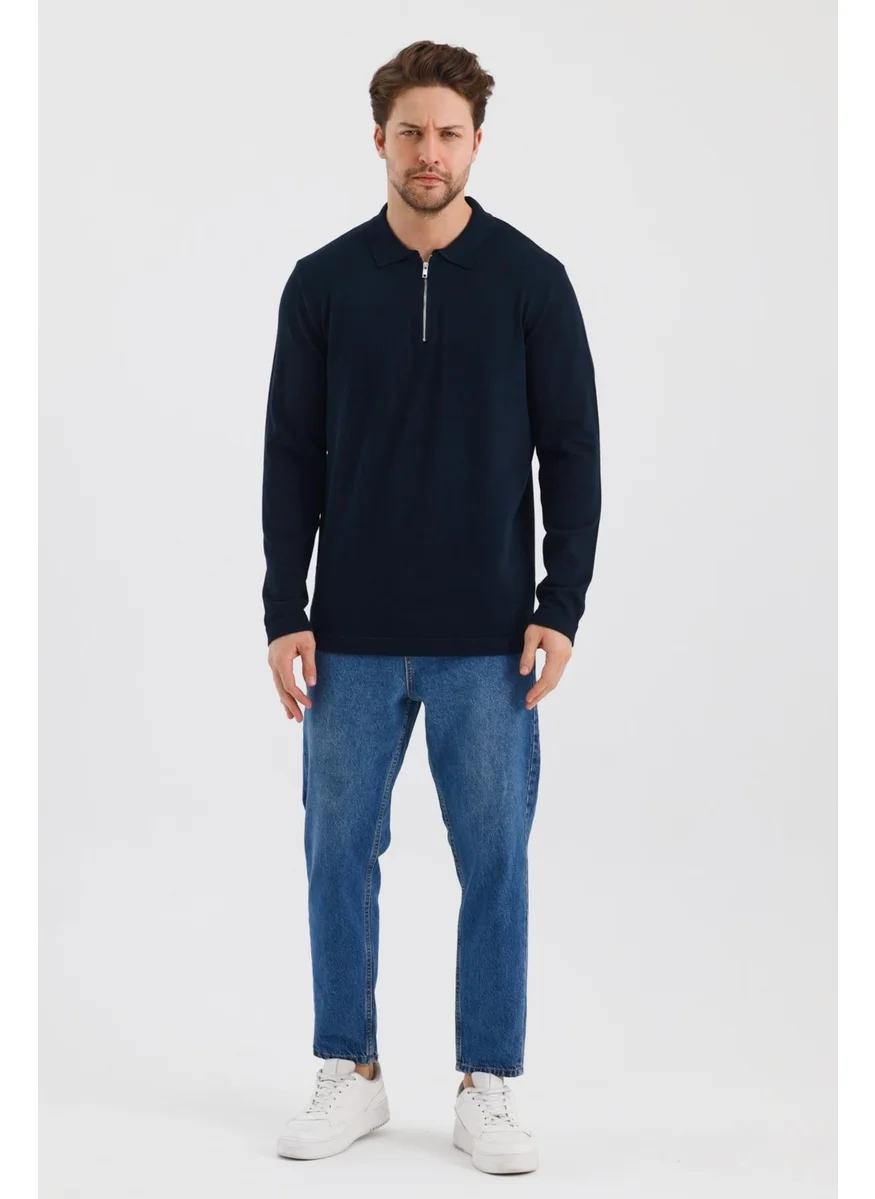 الكسندر جاردي Alexandergardi Zippered Polo Neck Regular Fit Sweater (E24-EZE-37)