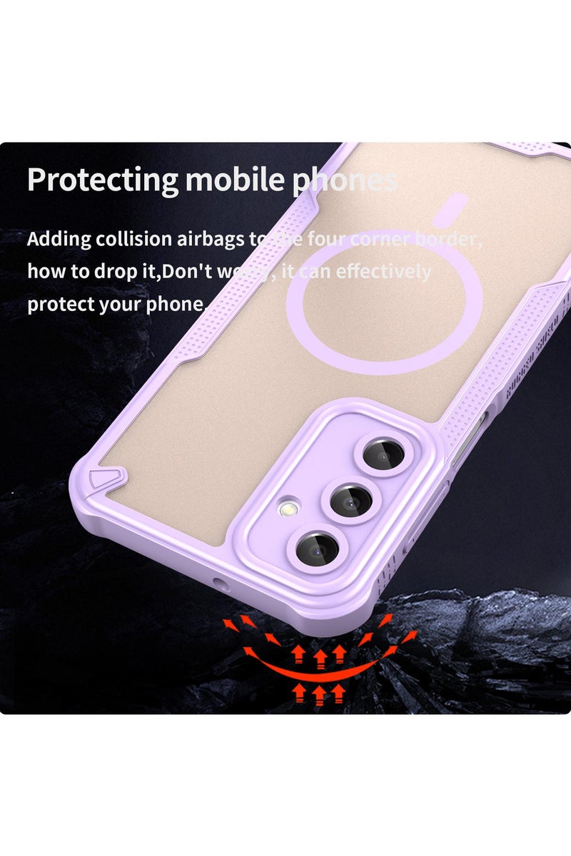 Cover For Samsung Galaxy A56 5G Armor Glaze MagSafe Magnetic Phone Case Raised edges around the screen and camera lens help prevent scratches - Purple - Image 3