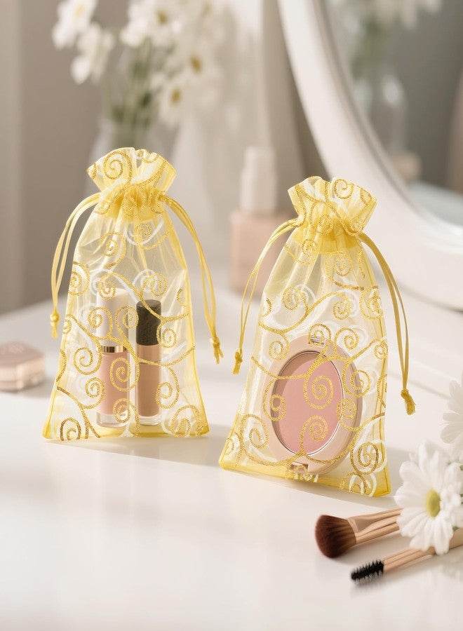 joycraft 50Pcs Organza Gift Bags - 4x6 In Gold Mesh Gift Drawstring Bags, Organza Party Favor Pouch for Valentine's Day, Wedding, Birthday, Brial Shower - Image 4
