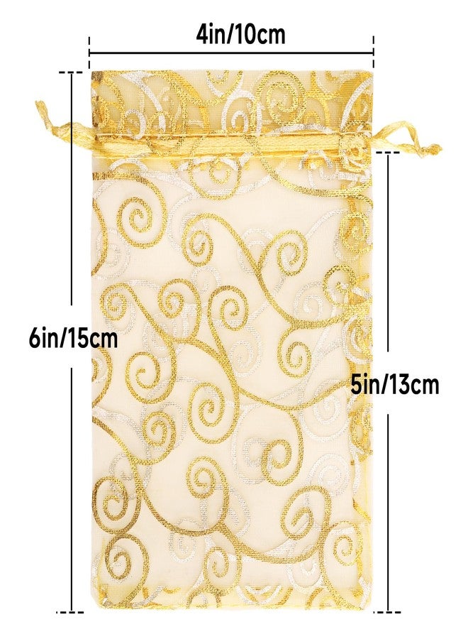 joycraft 50Pcs Organza Gift Bags - 4x6 In Gold Mesh Gift Drawstring Bags, Organza Party Favor Pouch for Valentine's Day, Wedding, Birthday, Brial Shower - Image 2