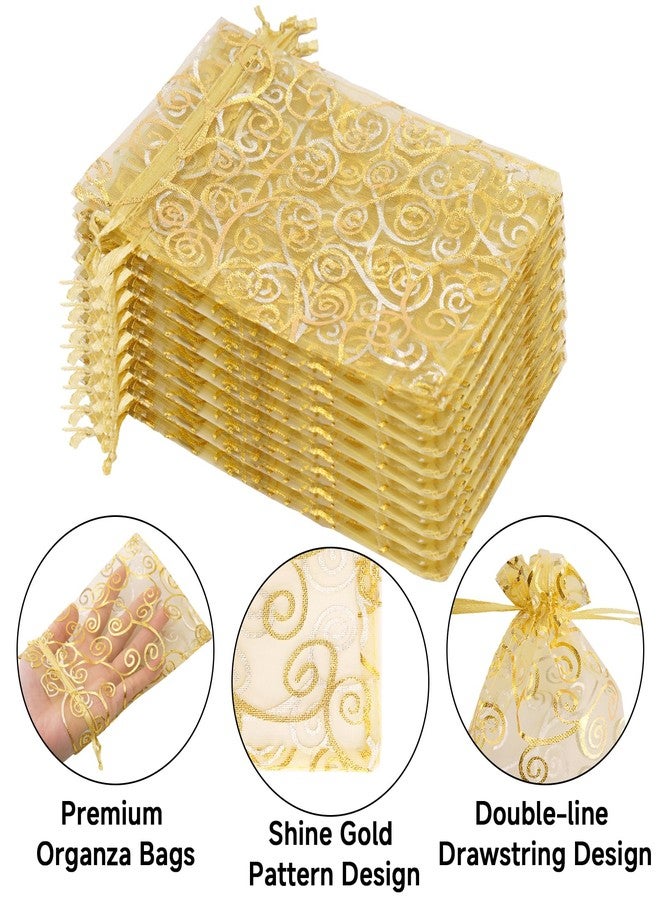 joycraft 50Pcs Organza Gift Bags - 4x6 In Gold Mesh Gift Drawstring Bags, Organza Party Favor Pouch for Valentine's Day, Wedding, Birthday, Brial Shower - Image 3