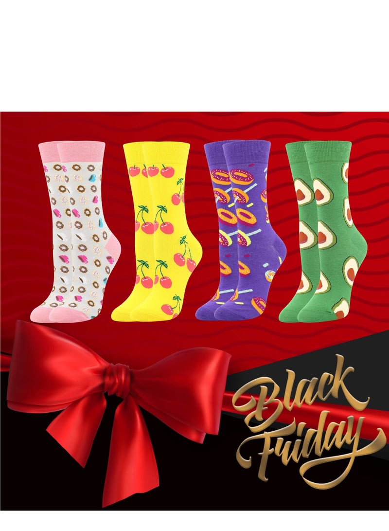 KASTWAVE Women's Girls Novelty Funny Crew Socks, Azonee 8 Pairs Crazy Cute Animal Food Design Socks Cotton, Girl's Gift - Image 2