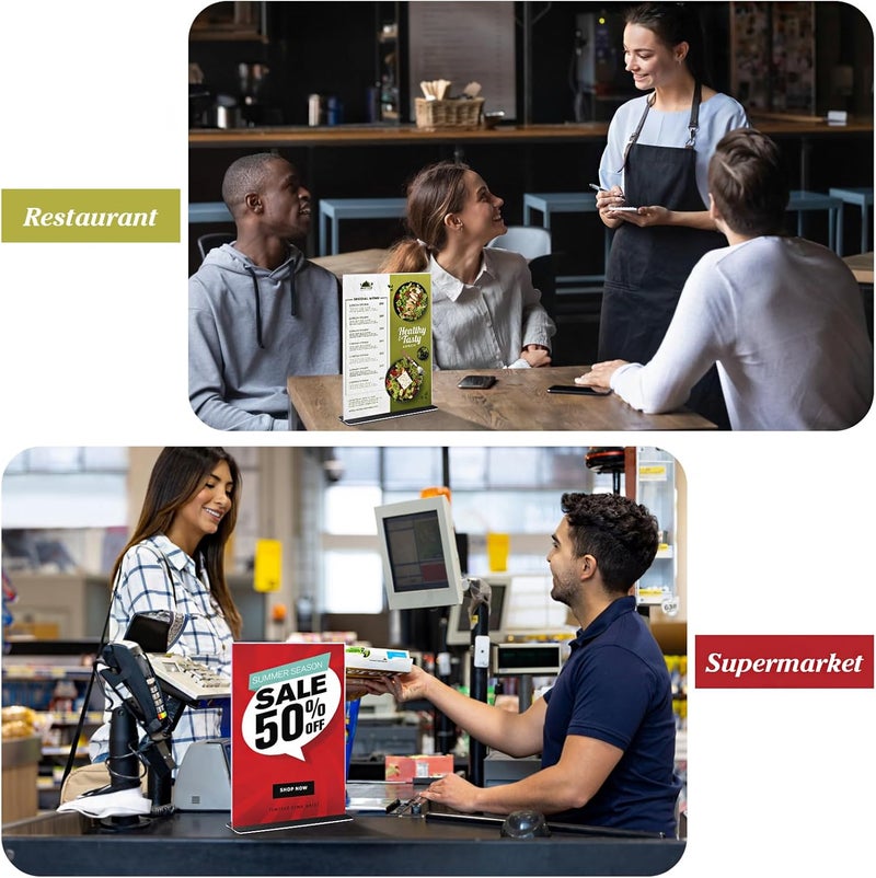 TPGP Gipizi A4 Acrylic Table Stand - Double-Sided Transparent Sign Holder for Menus and Photos - Image 4