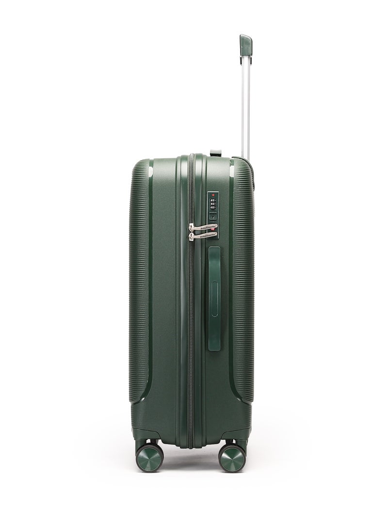 المسافر البريطاني حقائب سفر من البولي بروبيلين | حقائب سفر كبيرة وخفيفة الوزن مقاس 28 بوصة، بعجلات دوارة 360 درجة، وقفل إدارة أمن النقل (TSA)، ومقاومة للماء والخدش | حقائب ترولي متينة بهيكل صلب ومقبض تلسكوبي - خضراء - Image 4