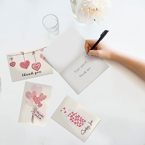 Pro Supply Global (24 Count of 4x6 Pre-Folded Valentine's Day Hearts Thank You Cards With Blank Inside To Leave a Note and Envelopes - Assortment of Greeting Cards Come In 3 Designs - Image 3