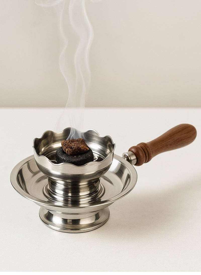 رادین مبخور الموقد مع مقبض خشبي قاعدة مضادة للانزلاق صنع في الهند - Image 2