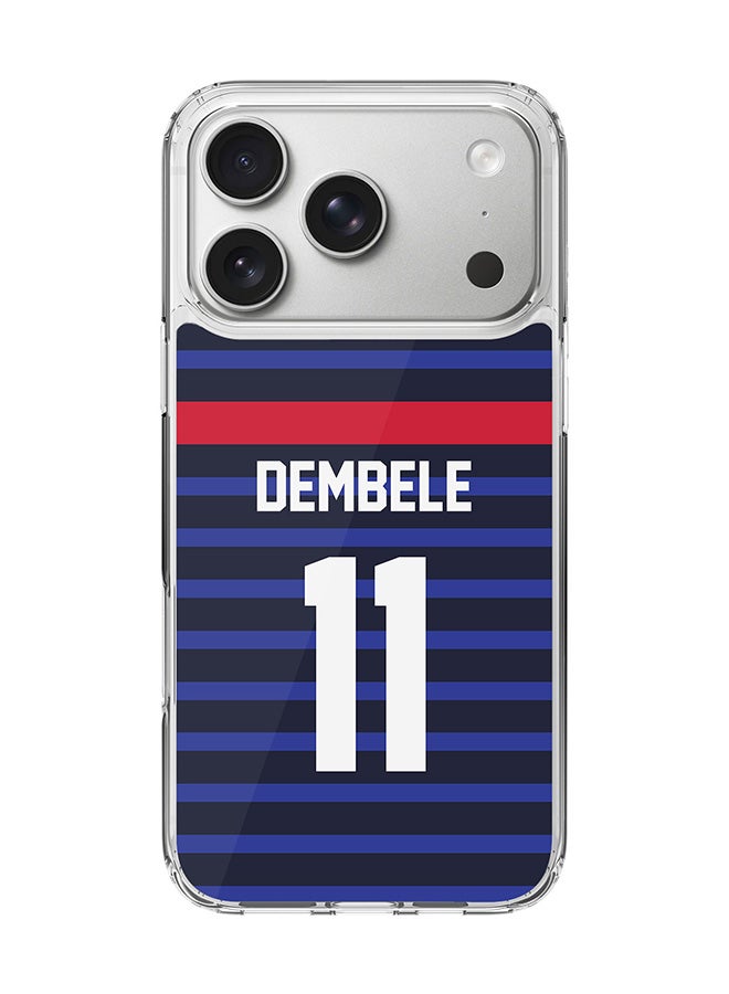 Stylizedd Classic Clear MagSafe Case for iPhone 17 Pro , Hybrid Soft Case Flexible Edges Anti Drop TPU PC Gel Thin Transparent Cover [ Designed for iPhone 17 Pro ] - Football Team - France, Player Name - Dembele