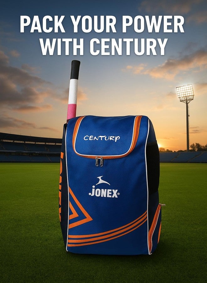Jonex JJ Jonex Century Cricket Kit Bag with Shoe Compartment - Blue/Orange - 30 L High-Capacity Backpack for Cricket Gear & Shoes - Image 2
