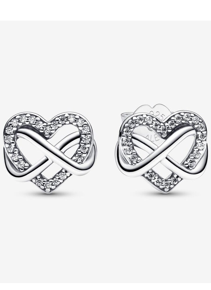Pandora Violet Pandora Moments Sterling Silver Sparkling Infinity Heart Stud Earrings for Women 292667C01  - Image 1