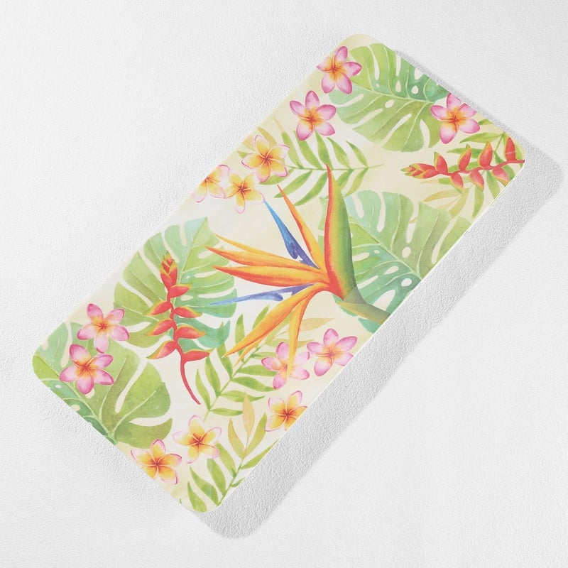 UP صينية تقديم مستطيلة من ميلامين طراز طائر الجنة بتصميم استوائي مزهر للأحزاب، تصميم نابض بالحياة، مثالية للوجبات الخفيفة والمقبلات والحلويات، خضراء 17 × 8 بوصة - Image 2