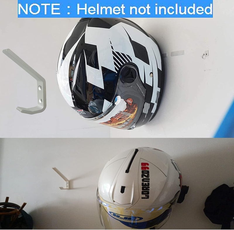 Pmsanzay 4 Pack Sturdy Aluminium Motorcycle Helmet Holder,motorbike Jacket Display Rack,Backpack Bags Wall Mount Hanger,Cloth Coat Glove Storage Hook - with mounting screws，No Helmet - Image 3