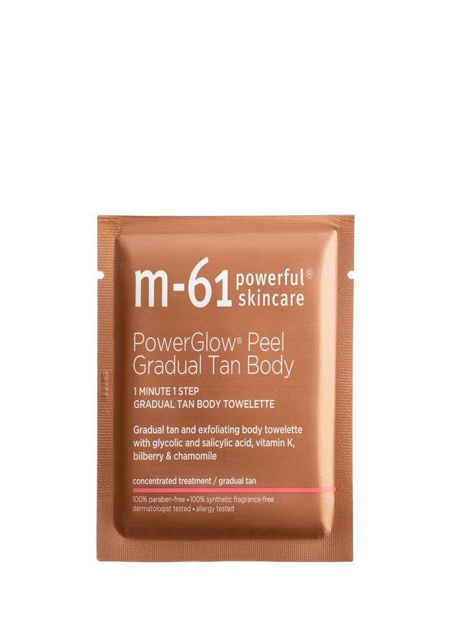 M-61 مناديل الجسم M-61 PowerGlow Peel للحصول على تان تدريجي - تان تدريجي ومناديل جسم مقشرة تحتوي على حمض الجليكوليك وحمض الساليسيليك، فيتامين K، توت العليق والبابونج. - Image 4