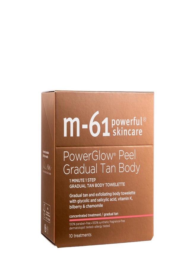 M-61 مناديل الجسم M-61 PowerGlow Peel للحصول على تان تدريجي - تان تدريجي ومناديل جسم مقشرة تحتوي على حمض الجليكوليك وحمض الساليسيليك، فيتامين K، توت العليق والبابونج. - Image 3