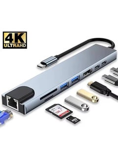 FPC Usb 8 In 1 Type C 3 1 To 4k HdTV Hub Adapter With Sd Tf Rj45 Card Reader Pd Fast Charge For Macbook Notebook Computer  - Image 1