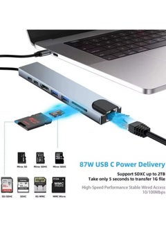 FPC Usb 8 In 1 Type C 3 1 To 4k HdTV Hub Adapter With Sd Tf Rj45 Card Reader Pd Fast Charge For Macbook Notebook Computer  - Image 2