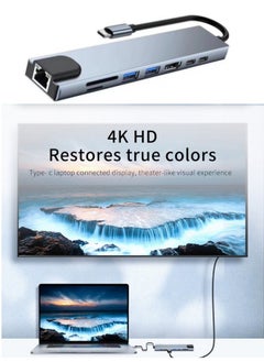 FPC Usb 8 In 1 Type C 3 1 To 4k HdTV Hub Adapter With Sd Tf Rj45 Card Reader Pd Fast Charge For Macbook Notebook Computer  - Image 3