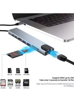 FPC Usb 8 In 1 Type C 3 1 To 4k HdTV Hub Adapter With Sd Tf Rj45 Card Reader Pd Fast Charge For Macbook Notebook Computer  - Image 2