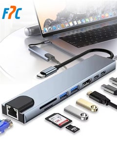 FPC Usb 8 In 1 Type C 3 1 To 4k HdTV Hub Adapter With Sd Tf Rj45 Card Reader Pd Fast Charge For Macbook Notebook Computer  - Image 1