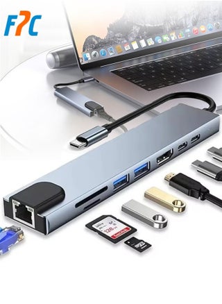 Usb 8 In 1 Type C 3 1 To 4k HdTV Hub Adapter With Sd Tf Rj45 Card Reader Pd Fast Charge For Macbook Notebook Computer - pzsku/Z3D6FDD3677E348FC7B3DZ/45/1747117579/eb35da22-f3ea-4da3-b51d-193d8748bf53