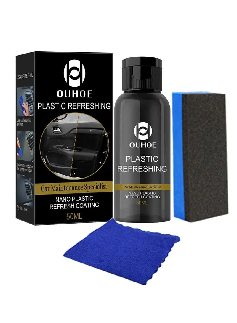 OUHOE Car Plastic Parts Refurbish Agent, Quick Car Plastic Restorer Cream, Plastic Revitalizing Coating Agent,  Automotive Plastic Retreading Agent For Car Interior Cleaning, (OUHOE Set A 50ml)  - Image 1