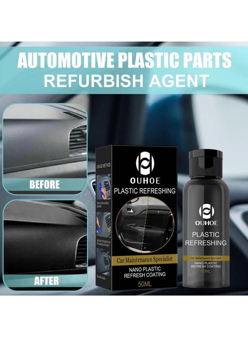 OUHOE Car Plastic Parts Refurbish Agent, Quick Car Plastic Restorer Cream, Plastic Revitalizing Coating Agent,  Automotive Plastic Retreading Agent For Car Interior Cleaning, (OUHOE Set A 50ml)  - Image 5