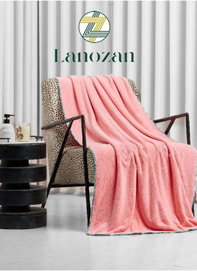 lanozan Large Bath Towel Size 180*90*3cm Pink  - Image 1