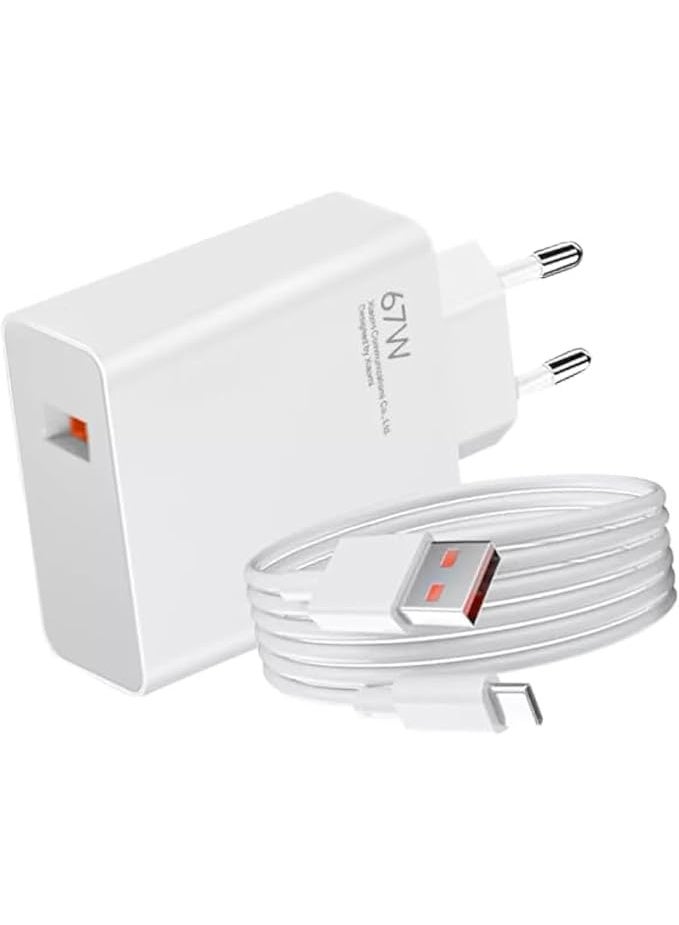 67W USB Type-C power adapter for 6 amp fast charging, compatible with Redmi Mi 1211 Ultra Note 9 10 11 Pro 20 with USB C cable - Image 1