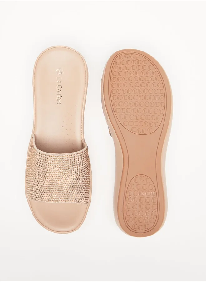لو كونفورت Womens Embellished SlipOn Sandals