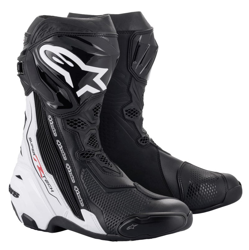 Alpinestars Supertech R Motocycle Racing Boots, CE-Certified High-Performance, Protection Footwear, 41, Black/White - Image 1