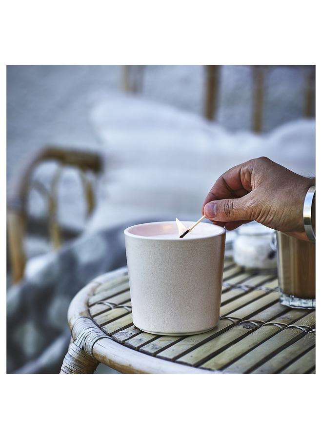 erorex Scented candle in ceramic jar, Vanilla/light beige, 50 hr - Image 3