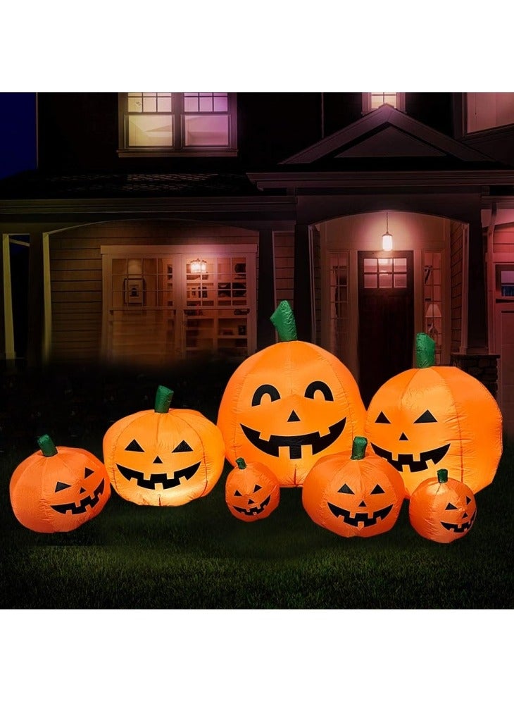 GGEROU 7.5FT Halloween Inflatable Pumpkins Decor, Blow up Pumpkin Stacked with Build-in LED Lights, Blow up 7 Pumpkins Inflatable Outdoor Indoor Decorations - Image 3