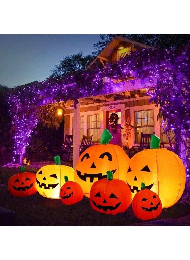 GGEROU 7.5FT Halloween Inflatable Pumpkins Decor, Blow up Pumpkin Stacked with Build-in LED Lights, Blow up 7 Pumpkins Inflatable Outdoor Indoor Decorations - Image 1