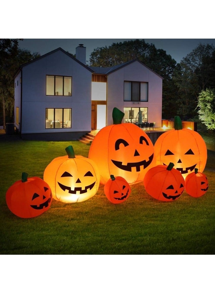 GGEROU 7.5FT Halloween Inflatable Pumpkins Decor, Blow up Pumpkin Stacked with Build-in LED Lights, Blow up 7 Pumpkins Inflatable Outdoor Indoor Decorations - Image 2
