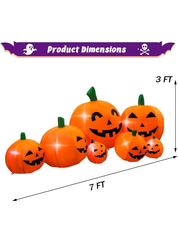 GGEROU 7.5FT Halloween Inflatable Pumpkins Decor, Blow up Pumpkin Stacked with Build-in LED Lights, Blow up 7 Pumpkins Inflatable Outdoor Indoor Decorations - Image 5