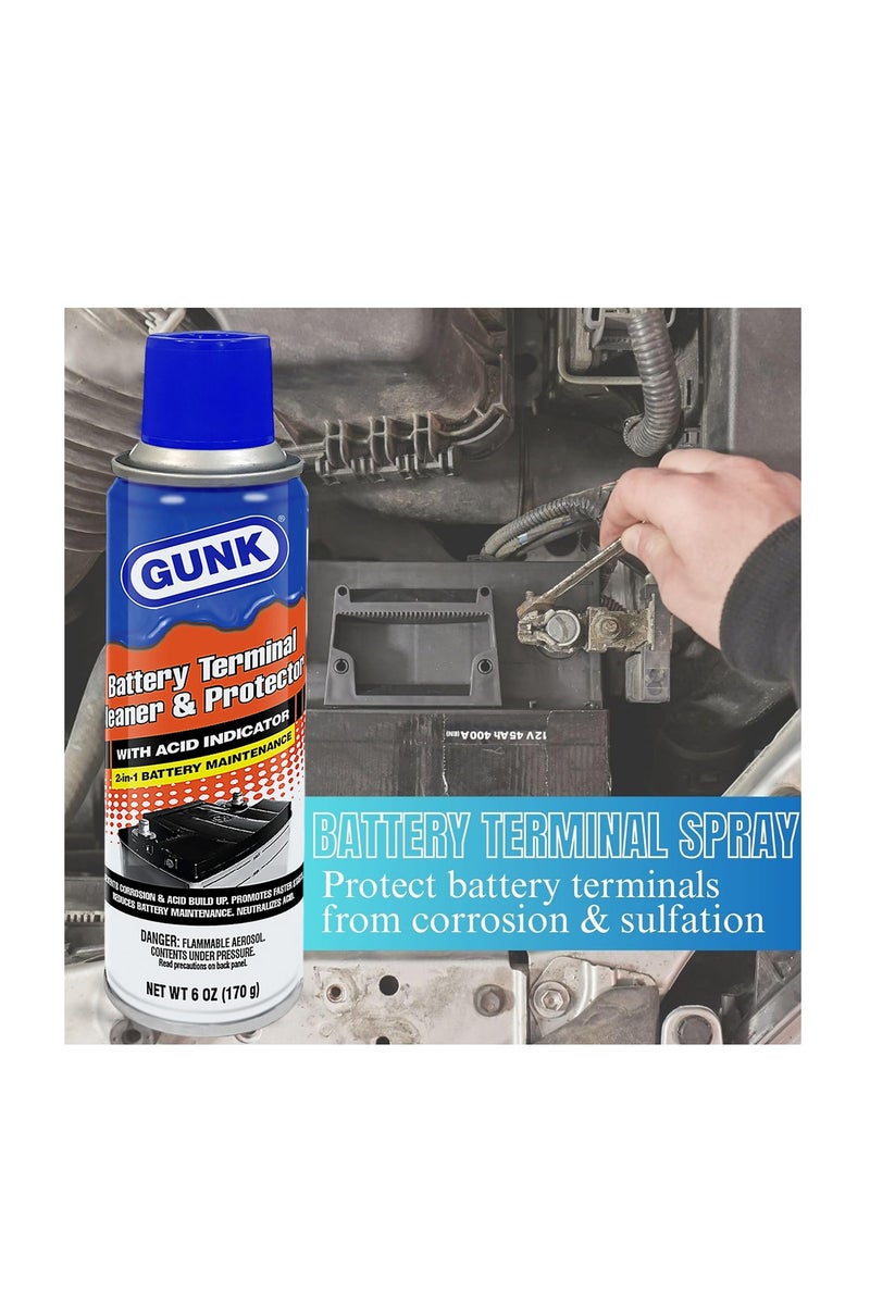 GUNK 2-in-1 Battery Terminal Cleaner & Protector Spray with Acid Indicator, 6 oz., for Automotive Car Battery Maintenance and Corrosion Prevention - Image 5