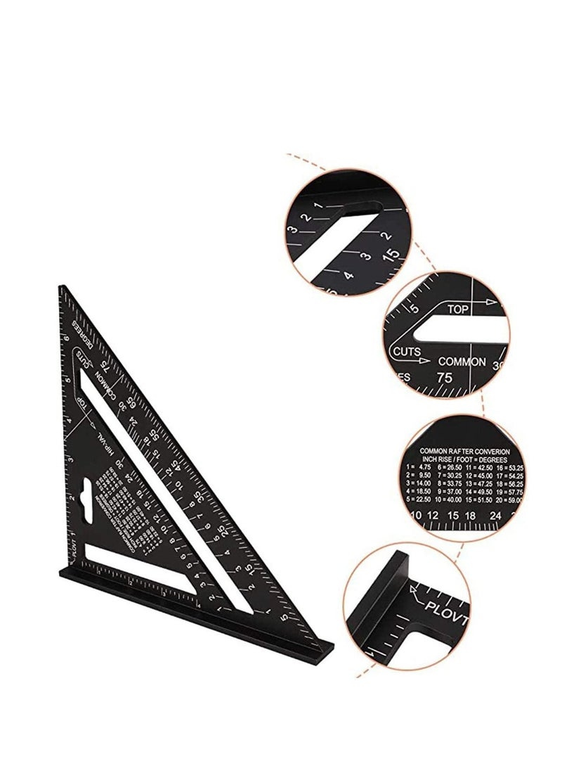 Generic Triangle Ruler, Black Square Protractor, High Precision Aluminum Alloy Triangle Ruler, Layout Measuring Tool for Engineer Carpenter Home Builders, Artist 7 Inch Metric and Imperial  - Image 4