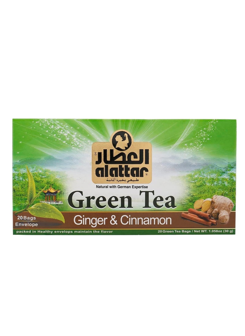 alattar - Alattar Green Tea Cinnamon & Ginger 24 Tea Bags - Image 1