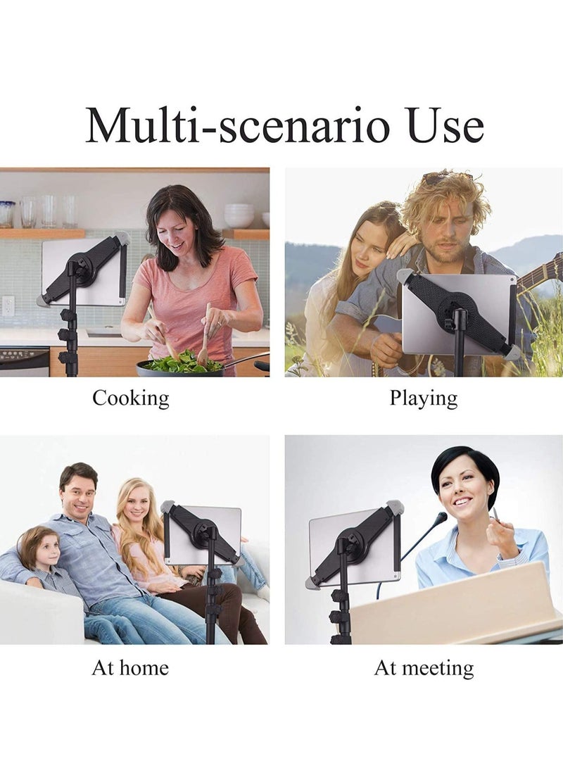 ELTRAZONE حامل ثلاثي القوائم للآيباد والهواتف المحمولة، ارتفاع قابل للتعديل من 20 إلى 60 بوصة مع حامل لوحي دوار 360 درجة لأجهزة iPad Air وiPad Pro والمزيد من الأجهزة اللوحية مقاس 9.5 إلى 14.5 بوصة، يأتي مع حقيبة حمل - Image 5