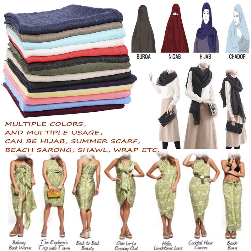 Iristide Womens Long Scarf in Solid Color, Light Weight Large Shawls Wrap for Beach Outdoor Camping Traveling Sunscreen Neckwear 75Ã—43 inch (Jujube) - Image 5